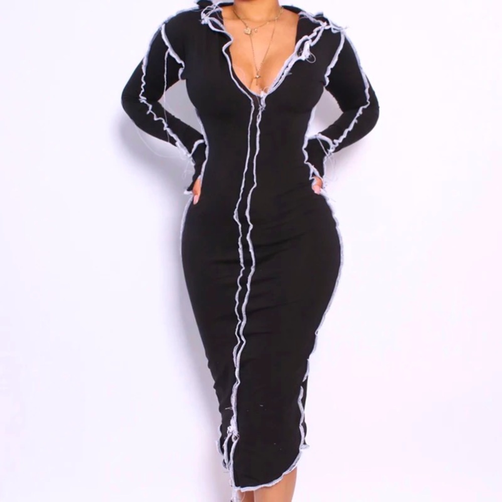 Women’s Long Sleeve Stretchy Midi Dress